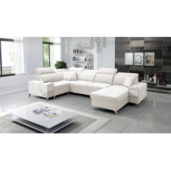 U-förmiges Ecksofa Porto IV mit Schlaffunktion - hohe Qualität des Samtstoffes | Hydrophob, Casablanca 2301