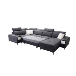 U-shaped Porto IV sectional sofa with a sleeping function - high-quality Velvet fabric | Hydrophobic, Casablanca 2301