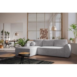 Ecksofa Nilo mit Schlaffunktion und USB-Anschluss in Samtstoff, Wave 15 - Komfort und Stil in einem