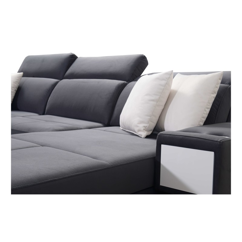 U-shaped Porto IV sectional sofa with a sleeping function - high-quality Velour fabric | Hydrophobic, Casablanca 2304