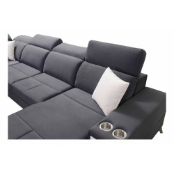 Porto IV U-shaped corner sofa with sleeping function - high-quality Velvet fabric | Hydrophobic, Casablanca 2314