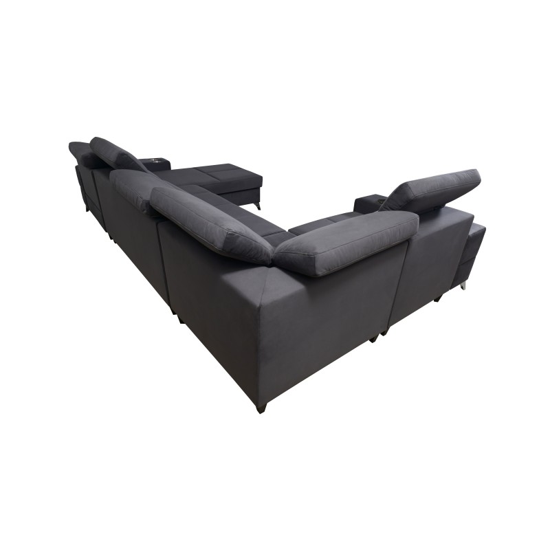 Porto IV U-shaped corner sofa with sleeping function - high-quality Velvet fabric | Hydrophobic, Casablanca 2314