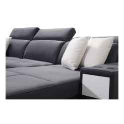 U-shaped Porto IV sectional sofa with sleeping function - high-quality Velvet fabric | Hydrophobic, Casablanca 2316