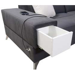 U-shaped Porto IV sectional sofa with sleeping function - high-quality Velvet fabric | Hydrophobic, Casablanca 2316