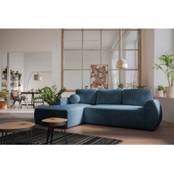 Ecksofa Nilo mit Schlaffunktion und USB-Anschluss in Veloursstoff, Wave 14 - Komfort und Stil in einem