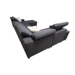 U-shaped Porto IV sectional sofa with sleeping function - high-quality Velvet fabric | Hydrophobic, Casablanca 2316