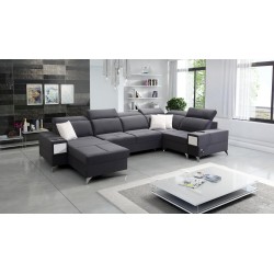 U-shaped corner sofa Porto IV with a sleeping function - high-quality Velour fabric | Hydrophobic, Casablanca 2315