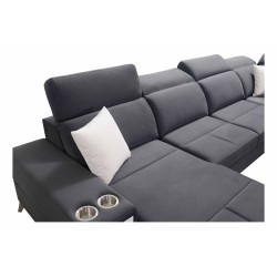 U-shaped corner sofa Porto IV with a sleeping function - high-quality Velour fabric | Hydrophobic, Casablanca 2315