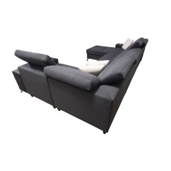 U-shaped corner sofa Porto IV with a sleeping function - high-quality Velour fabric | Hydrophobic, Casablanca 2315