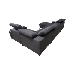U-shaped corner sofa Porto IV with a sleeping function - high-quality Velour fabric | Hydrophobic, Casablanca 2315