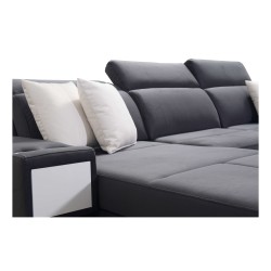 U-shaped Porto IV sectional sofa with a sleeping function - high-quality Velour fabric | Hydrophobic, Casablanca 2304