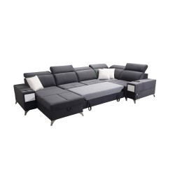 U-shaped Porto IV sectional sofa with a sleeping function - high-quality Velour fabric | Hydrophobic, Casablanca 2304