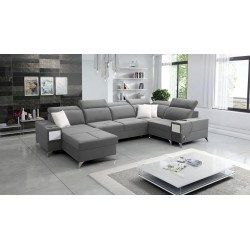 Porto IV U-shaped corner sofa with sleeping function - high-quality Velvet fabric | Hydrophobic, Casablanca 2314