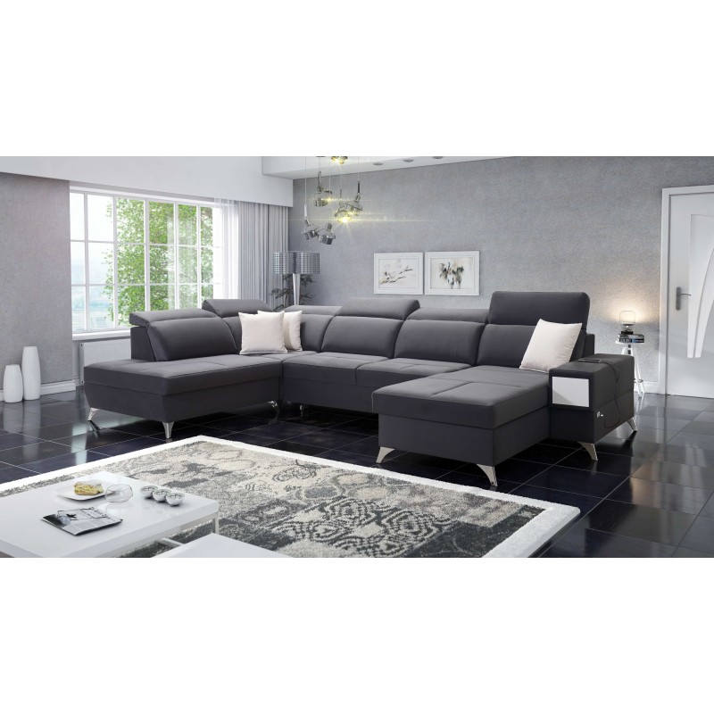 Luxuriöse U-förmige Ecksofa Porto VI mit Schlaffunktion - Velours | Hydrophob, Casablanca 2315 Luxuriöse U-förmige Ecksofa Porto VI mit Schlaffunktion - Velours | Hydrophob, Casablanca 2315
