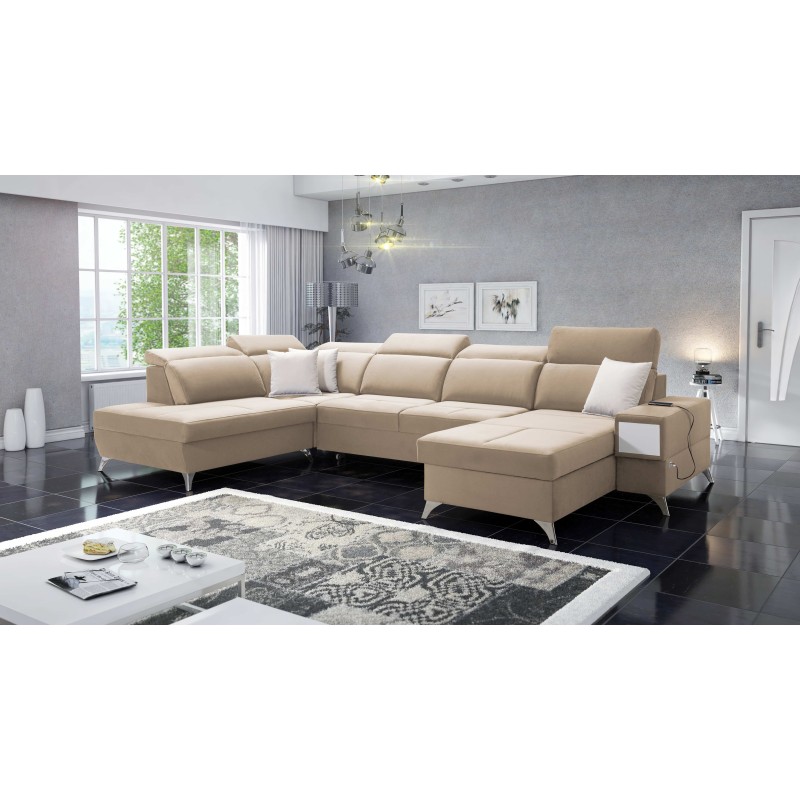Luxuriöses U-förmiges Sofa Porto VI mit Schlaffunktion - Samt | Hydrophob, Casablanca 2304 Luxuriöses U-förmiges Sofa Porto VI mit Schlaffunktion - Samt | Hydrophob, Casablanca 2304