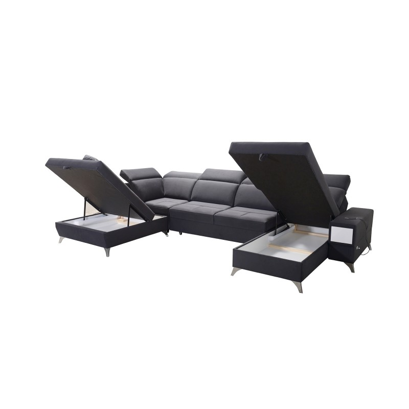 Luxuriöses U-förmiges Sofa Porto VI mit Schlaffunktion - Samt | Hydrophob, Casablanca 2304 Luxuriöses U-förmiges Sofa Porto VI mit Schlaffunktion - Samt | Hydrophob, Casablanca 2304