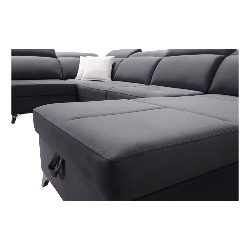 Luxuriöses U-förmiges Sofa Porto VI mit Schlaffunktion - Samt | Hydrophob, Casablanca 2304 Luxuriöses U-förmiges Sofa Porto VI mit Schlaffunktion - Samt | Hydrophob, Casablanca 2304