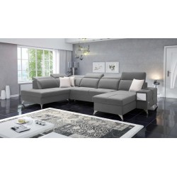 Luxury U-shaped Corner Sofa Porto VI with Sleeping Function - Velvet | Hydrophobic, Casablanca 2314