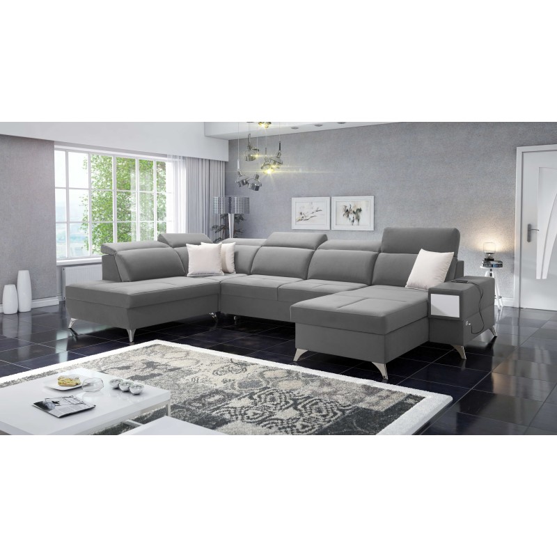 Luxus-Ecksofa in U-Form Porto VI mit Schlaffunktion - Samt | Hydrophob, Casablanca 2314 Luxus-Ecksofa in U-Form Porto VI mit Schlaffunktion - Samt | Hydrophob, Casablanca 2314