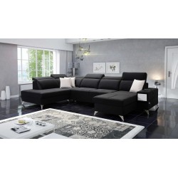 Luxury U-shaped Corner Sofa Porto VI with Sleeping Function - Velvet | Hydrophobic, Casablanca 2316