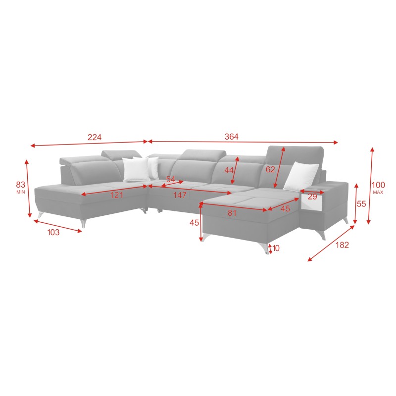 Luxuriöses Ecksofa in U-Form Porto VI mit Schlaffunktion - Samt | Wasserabweisend, Casablanca 2316 Luxuriöses Ecksofa in U-Form Porto VI mit Schlaffunktion - Samt | Wasserabweisend, Casablanca 2316