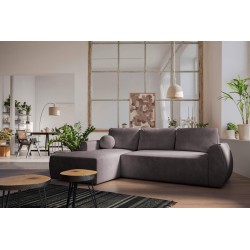 Ecksofa Nilo mit Schlaffunktion und USB-Anschluss in Samtstoff, Wave 10 - Komfort und Stil in einem