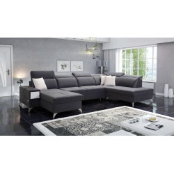 Luxury U-shaped Corner Sofa Porto VI with Sleeping Function - Velvet | Hydrophobic, Casablanca 2315
