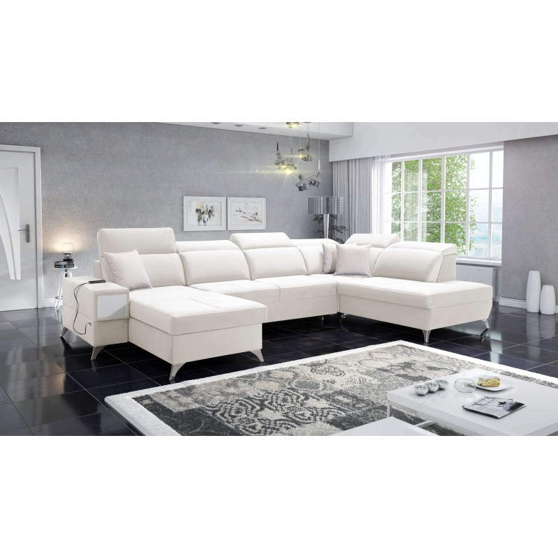 Luxury U-shaped Corner Sofa Porto VI with a Sleeping Function - Velvet | Hydrophobic, Casablanca 2301