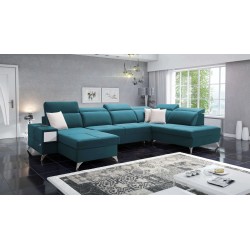 Luxury U-shaped Porto VI Corner Sofa with Sleeping Function - Velvet | Hydrophobic, Casablanca 2313