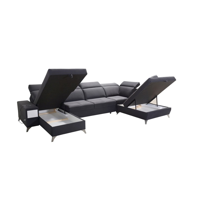 Luxus-Ecksofa in U-Form Porto VI mit Schlaffunktion - Samt | Hydrophob, Casablanca 2314 Luxus-Ecksofa in U-Form Porto VI mit Schlaffunktion - Samt | Hydrophob, Casablanca 2314