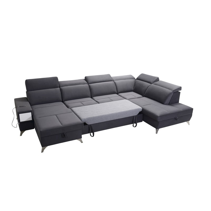 Luxus-Ecksofa in U-Form Porto VI mit Schlaffunktion - Samt | Hydrophob, Casablanca 2314 Luxus-Ecksofa in U-Form Porto VI mit Schlaffunktion - Samt | Hydrophob, Casablanca 2314