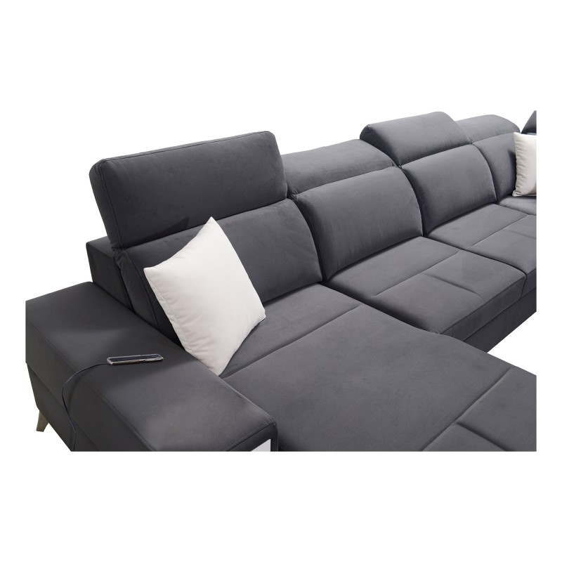 Luxus-Ecksofa in U-Form Porto VI mit Schlaffunktion - Samt | Hydrophob, Casablanca 2314 Luxus-Ecksofa in U-Form Porto VI mit Schlaffunktion - Samt | Hydrophob, Casablanca 2314