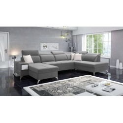 Luxury U-shaped Corner Sofa Porto VI with Sleeping Function - Velvet | Hydrophobic, Casablanca 2314