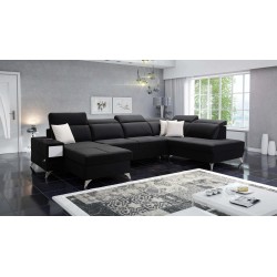 Luxury U-shaped Corner Sofa Porto VI with Sleeping Function - Velvet | Hydrophobic, Casablanca 2316