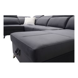 Sofá esquinero en forma de U Porto VIII con función para dormir y puerto USB | Mueble en tela de terciopelo | Hidrofóbico, Casab Sofá esquinero en forma de U Porto VIII con función para dormir y puerto USB | Mueble en tela de terciopelo | Hidrofóbico, Casab