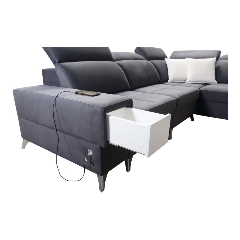 U-förmiges Ecksofa Porto VIII mit Schlaffunktion und USB-Anschluss | Möbel aus Samtstoff | Hydrophob, Casablanca 2304 U-förmiges Ecksofa Porto VIII mit Schlaffunktion und USB-Anschluss | Möbel aus Samtstoff | Hydrophob, Casablanca 2304