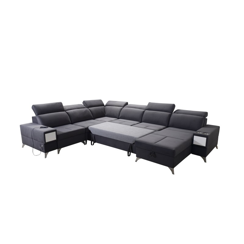 U-förmiges Ecksofa Porto VIII mit Schlaffunktion und USB-Anschluss | Möbel aus Samtstoff | Hydrophob, Casablanca 2304 U-förmiges Ecksofa Porto VIII mit Schlaffunktion und USB-Anschluss | Möbel aus Samtstoff | Hydrophob, Casablanca 2304