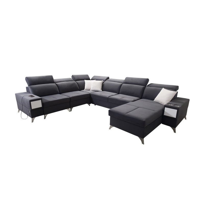 U-förmiges Ecksofa Porto VIII mit Schlaffunktion und USB-Anschluss | Möbel aus Samtstoff | Hydrophob, Casablanca 2304 U-förmiges Ecksofa Porto VIII mit Schlaffunktion und USB-Anschluss | Möbel aus Samtstoff | Hydrophob, Casablanca 2304
