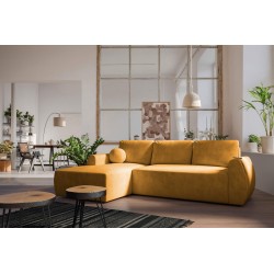 Ecksofa Nilo mit Schlaffunktion und USB-Anschluss in Samtstoff, Wave 5 - Komfort und Stil in einem