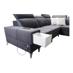 Narożnik w kształcie U Porto VIII z funkcją spania i portem USB | Mebel w tkaninie Welur | Hydrofobowa, Casablanca 2313 Narożnik w kształcie U Porto VIII z funkcją spania i portem USB | Mebel w tkaninie Welur | Hydrofobowa, Casablanca 2313