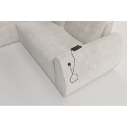 Narożnik Nilo z funkcją spania i portem USB w tkaninie Welur, Wave 1 - Komfort i styl w jednym Narożnik Nilo z funkcją spania i portem USB w tkaninie Welur, Wave 1 - Komfort i styl w jednym