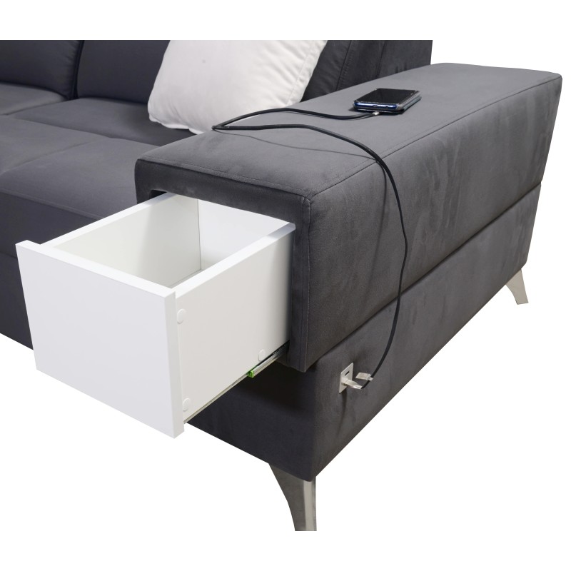 U-förmiges Ecksofa Porto VIII mit Schlaffunktion und USB-Anschluss | Möbel in Samtstoff | Hydrophob, Casablanca 2316 U-förmiges Ecksofa Porto VIII mit Schlaffunktion und USB-Anschluss | Möbel in Samtstoff | Hydrophob, Casablanca 2316