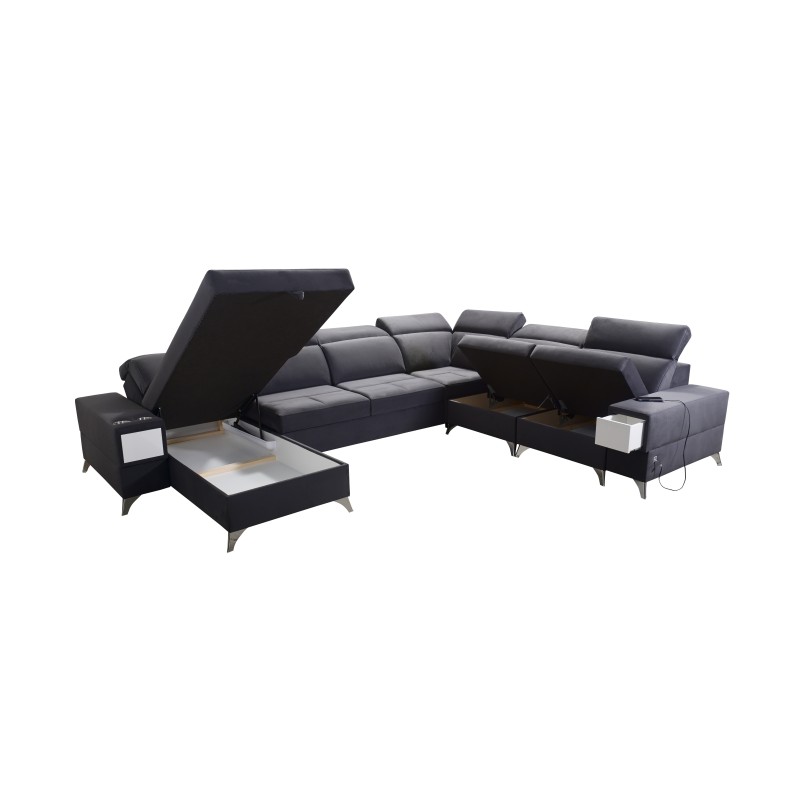 U-förmiges Ecksofa Porto VIII mit Schlaffunktion und USB-Anschluss | Möbel in Samtstoff | Hydrophob, Casablanca 2316 U-förmiges Ecksofa Porto VIII mit Schlaffunktion und USB-Anschluss | Möbel in Samtstoff | Hydrophob, Casablanca 2316