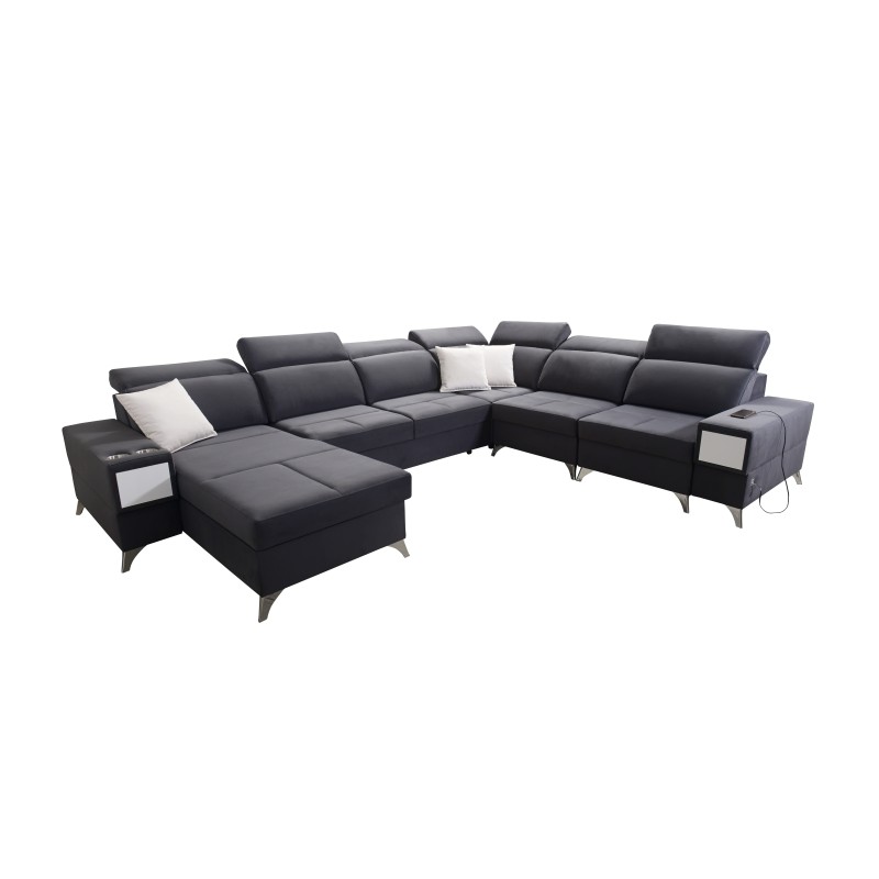 U-förmiges Ecksofa Porto VIII mit Schlaffunktion und USB-Anschluss | Möbel in Samtstoff | Hydrophob, Casablanca 2316 U-förmiges Ecksofa Porto VIII mit Schlaffunktion und USB-Anschluss | Möbel in Samtstoff | Hydrophob, Casablanca 2316