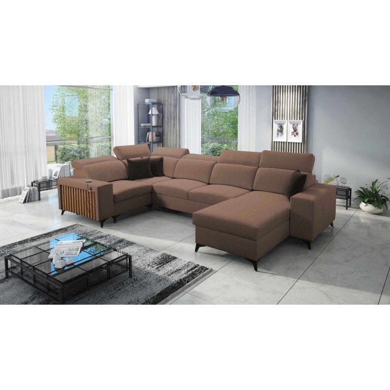U-shaped corner sofa Alto IV with a sleeping function - Woven fabric, Sawana 25