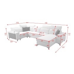 U-förmiges Sofa Alto IV mit Schlaffunktion - Gewebe, Sawana 25