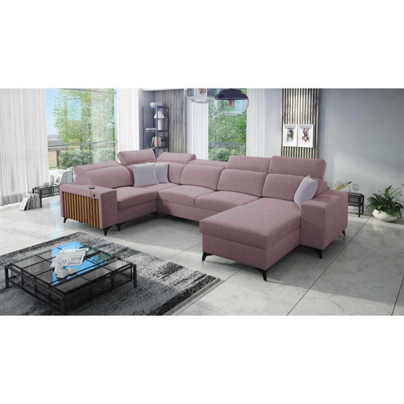 U-shaped corner sofa Alto IV with sleeping function - Plecionka, Sawana 61