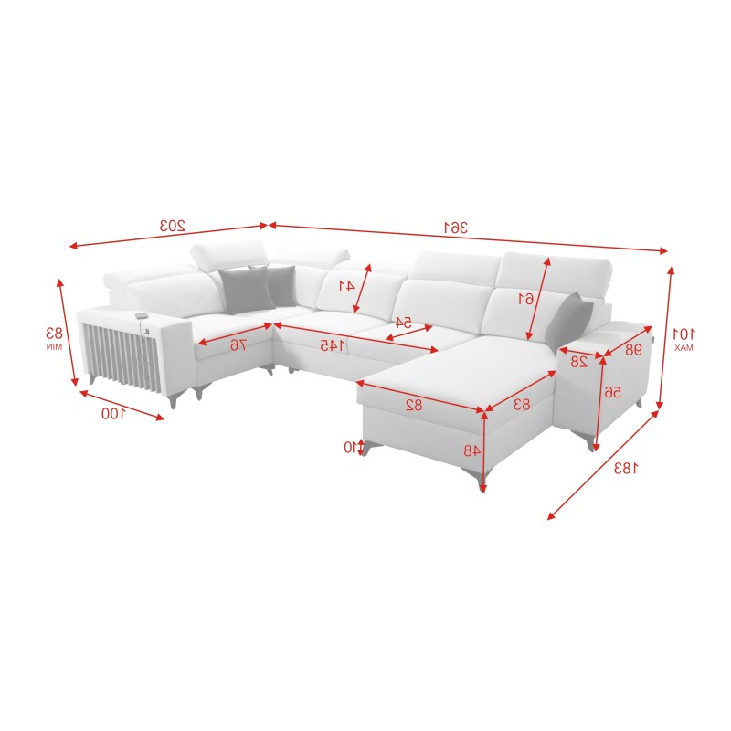 U-förmiges Sofa Alto IV mit Schlaffunktion - Flechtwerk, Sawana 96 U-förmiges Sofa Alto IV mit Schlaffunktion - Flechtwerk, Sawana 96