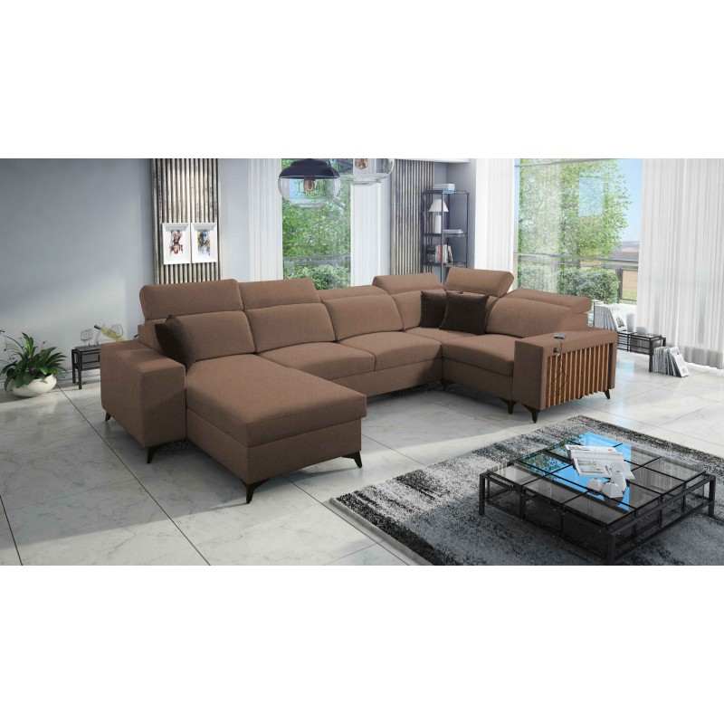 U-förmiges Sofa Alto IV mit Schlaffunktion - Gewebe, Sawana 25