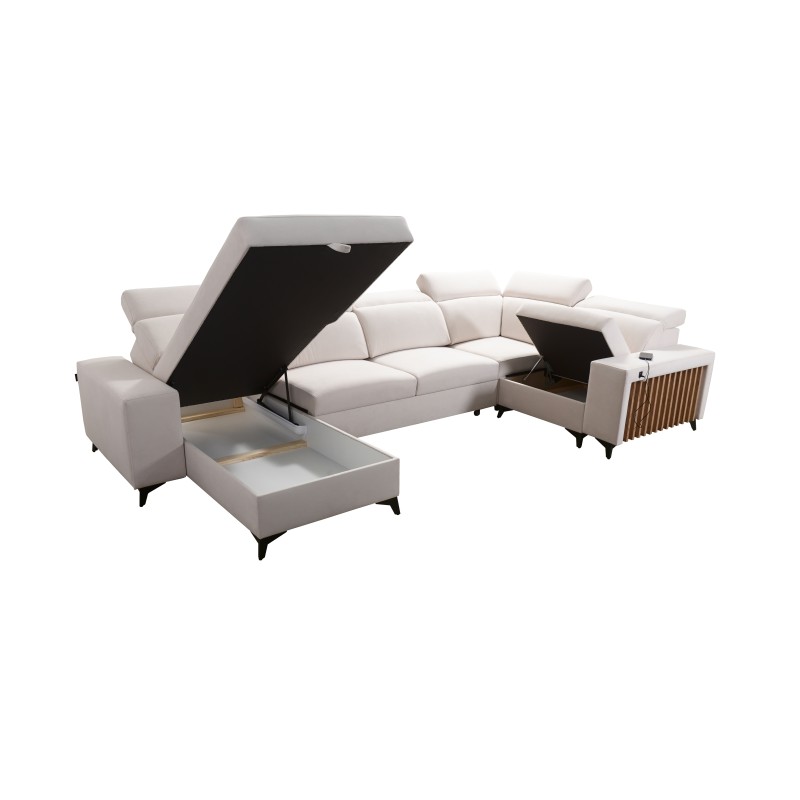Sofá esquinero en forma de U Alto IV con función de cama - Tejido, Sawana 61 Sofá esquinero en forma de U Alto IV con función de cama - Tejido, Sawana 61